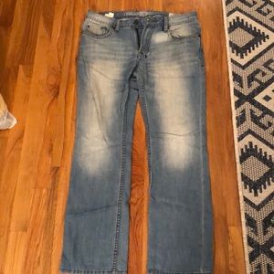 Buffalo light blue distressed straight jeans 32x32